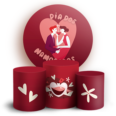 Capas Painel Redondo e Trio Cilindro Sublimado - Namorados