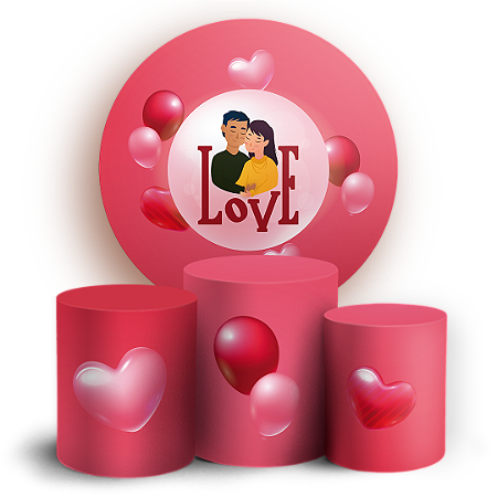 Capas Painel Redondo e Trio Cilindro Sublimado - Namorados