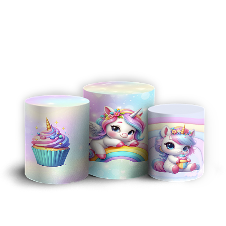 Capas Trio Cilindro Sublimado Vest Facil - Unicornio