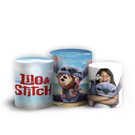 Capas Trio Cilindro Sublimado Vest Facil - Lilo Stitch