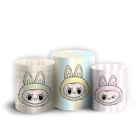 Capas Trio Cilindro Sublimado Vest Facil - Labubu