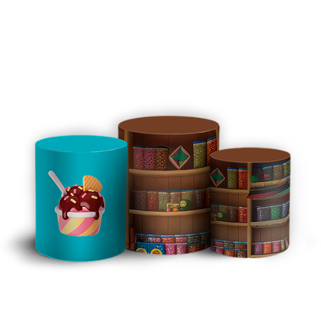 Capas Trio Cilindro Sublimado Vest Facil - Stitch Confeiteiro