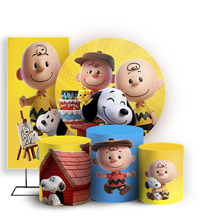 Capas Painel Redondo Trio Cilindro e Faixa Lateral Sublimado - Snoopy
