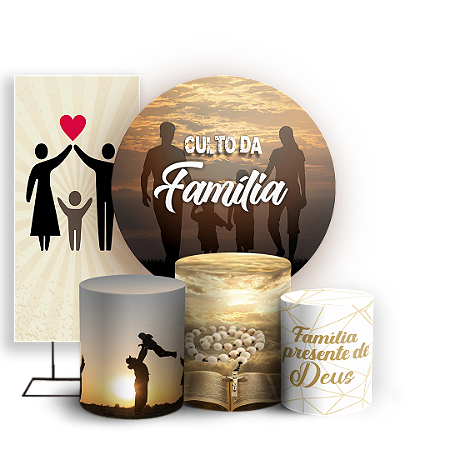 Capas Painel Redondo Trio Cilindro e Faixa Lateral Sublimado - Religioso Evangelico