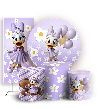 Capas Painel Redondo Trio Cilindro e Faixa Lateral Sublimado - Margarida