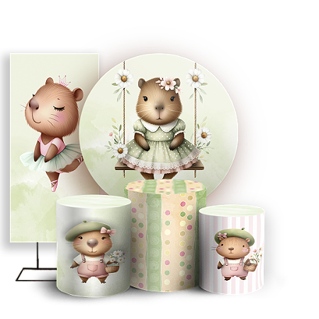 Capas Painel Redondo Trio Cilindro e Faixa Lateral Sublimado - Capivara