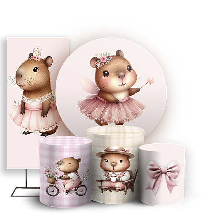 Capas Painel Redondo Trio Cilindro e Faixa Lateral Sublimado - Capivara