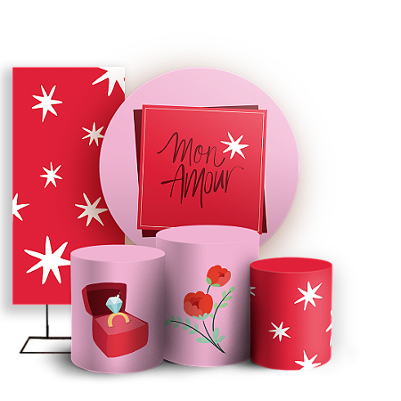 Capas Painel Redondo Trio Cilindro e Faixa Lateral Sublimado - Namorados