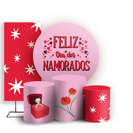 Capas Painel Redondo Trio Cilindro e Faixa Lateral Sublimado - Namorados