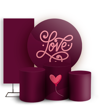 Capas Painel Redondo Trio Cilindro e Faixa Lateral Sublimado - Namorados