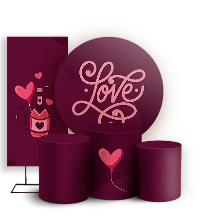 Capas Painel Redondo Trio Cilindro e Faixa Lateral Sublimado - Namorados