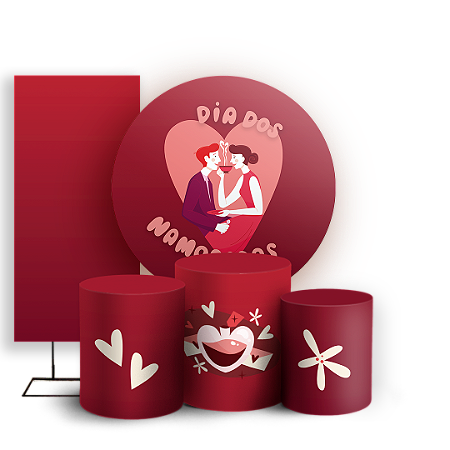 Capas Painel Redondo Trio Cilindro e Faixa Lateral Sublimado - Namorados