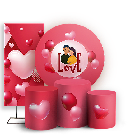 Capas Painel Redondo Trio Cilindro e Faixa Lateral Sublimado - Namorados