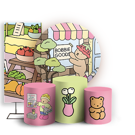 Capas Painel Redondo Trio Cilindro e Faixa Lateral Sublimado - Bobbie Goods