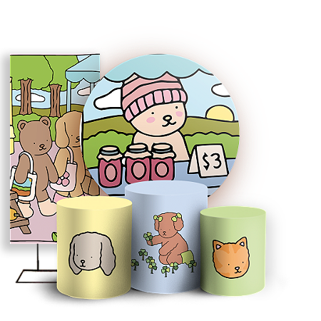 Capas Painel Redondo Trio Cilindro e Faixa Lateral Sublimado - Bobbie Goods