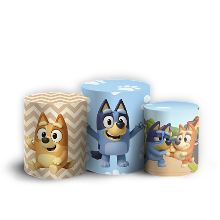 Capas Trio Cilindro Sublimado Vest Facil - Bluey