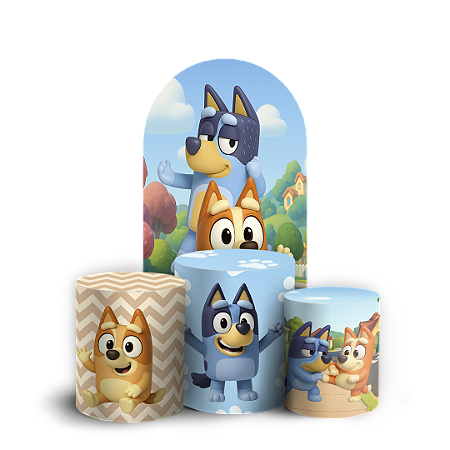 Capas Faixa Lateral e Trio Cilindro Sublimado Vest Facil - Bluey