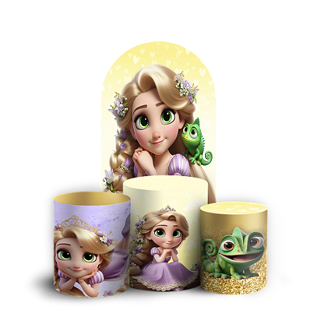 Capas Faixa Lateral e Trio Cilindro Sublimado Vest Facil - Rapunzel