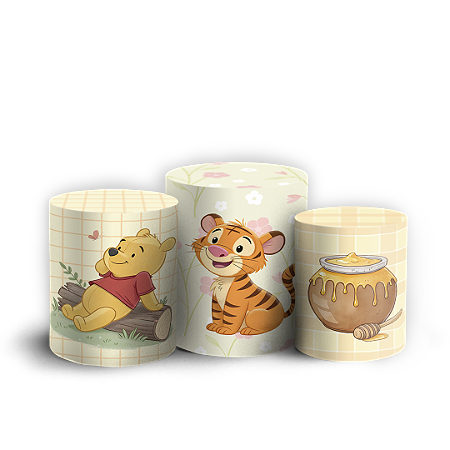 Capas Trio Cilindro Sublimado Vest Facil - Ursinho Pooh