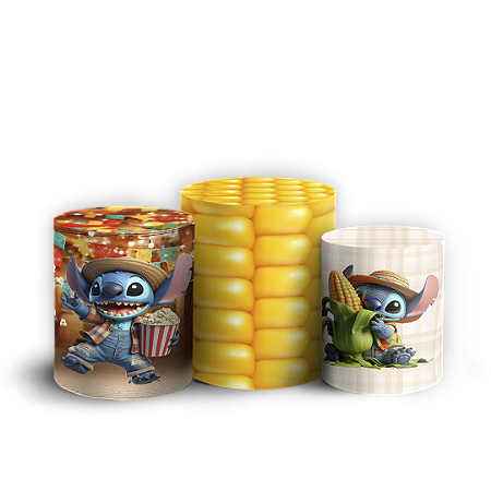 Capas Trio Cilindro Sublimado Vest Facil - Lilo Stitch Festa Junina
