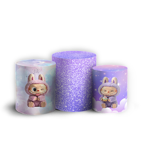 Capas Trio Cilindro Sublimado Vest Facil - Labubu