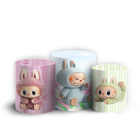 Capas Trio Cilindro Sublimado Vest Facil - Labubu