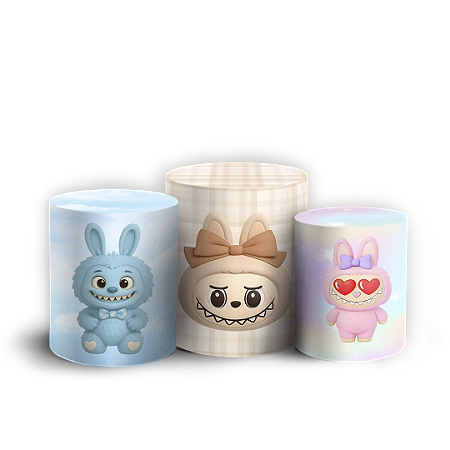 Capas Trio Cilindro Sublimado Vest Facil - Labubu