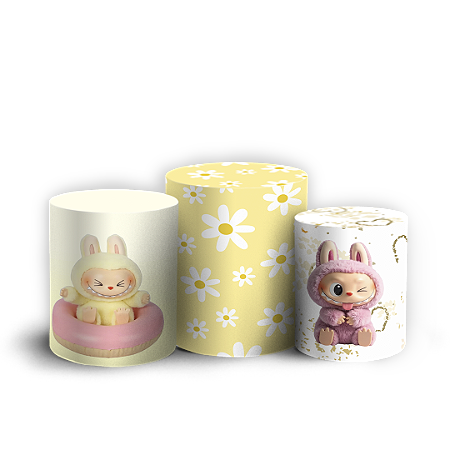 Capas Trio Cilindro Sublimado Vest Facil - Labubu