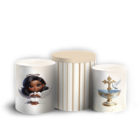 Capas Trio Cilindro Sublimado Vest Facil - Anjos Batismo