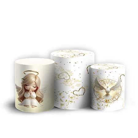 Capas Trio Cilindro Sublimado Vest Facil - Anjos Batismo