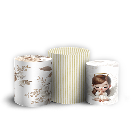 Capas Trio Cilindro Sublimado Vest Facil - Anjos Batismo