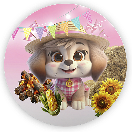 Capa Mini Painel Sublimado - Patrulha Canina Festa Junina