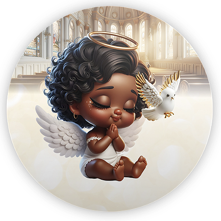 Capa Mini Painel Sublimado - Anjos Batismo