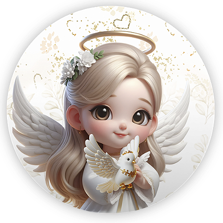 Capa Mini Painel Sublimado - Anjos Batismo