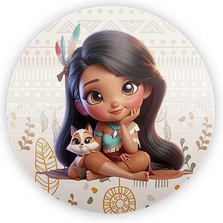 Capa Painel Redondo Sublimado - Pocahontas