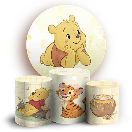 Capas Painel Redondo e Trio Cilindro Sublimado - Ursinho Pooh