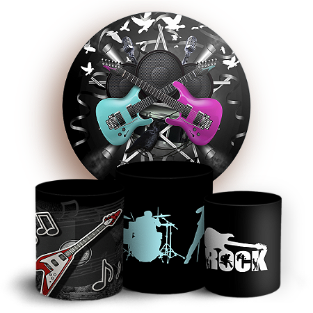 Capas Painel Redondo e Trio Cilindro Sublimado - Rock and Roll