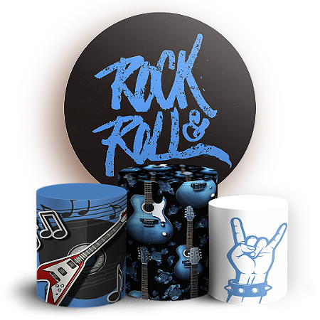 Capas Painel Redondo e Trio Cilindro Sublimado - Rock and Roll