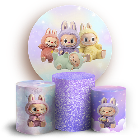 Capas Painel Redondo e Trio Cilindro Sublimado - Labubu