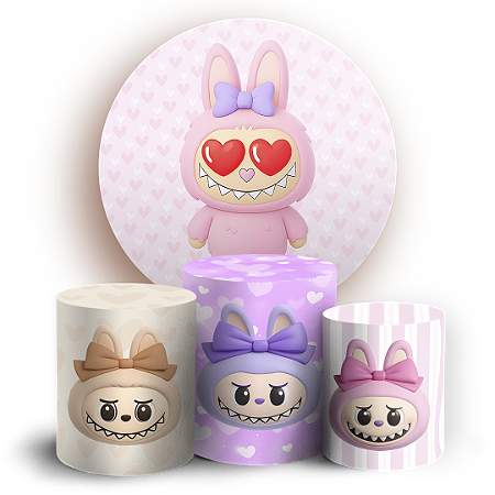 Capas Painel Redondo e Trio Cilindro Sublimado - Labubu