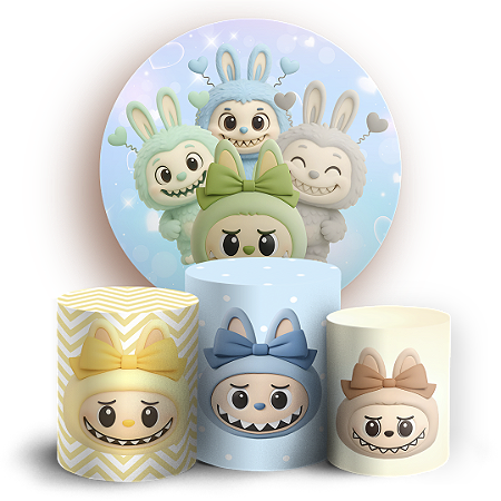 Capas Painel Redondo e Trio Cilindro Sublimado - Labubu