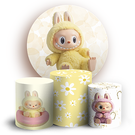 Capas Painel Redondo e Trio Cilindro Sublimado - Labubu