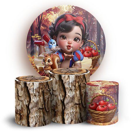 Capas Painel Redondo e Trio Cilindro Sublimado - Branca de Neve