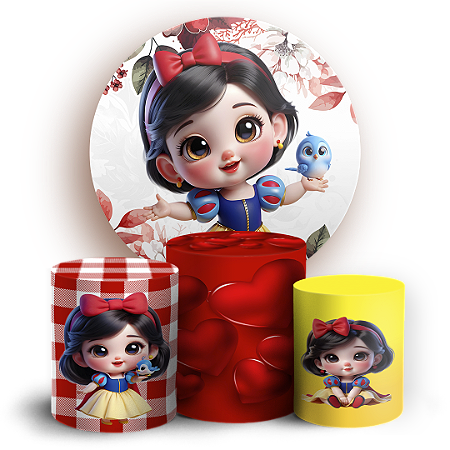 Capas Painel Redondo e Trio Cilindro Sublimado - Branca de Neve