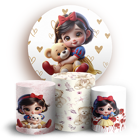 Capas Painel Redondo e Trio Cilindro Sublimado - Branca de Neve