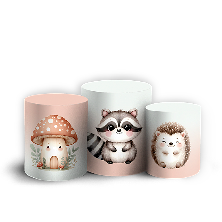 Capas Trio Cilindro Sublimado Vest Facil - Animais Bosque Encantado