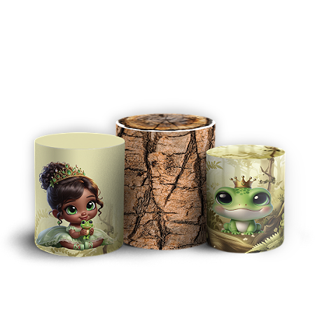 Capas Trio Cilindro Sublimado Vest Facil - Tiana Princesa E O Sapo