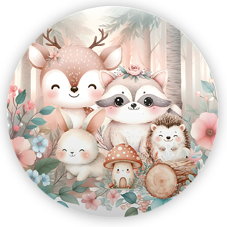 Capa Mini Painel Sublimado - Animais Bosque Encantado