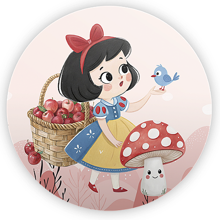 Capa Painel Redondo Sublimado - Branca De Neve