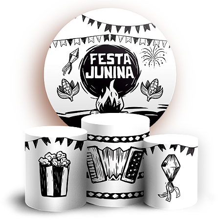Capas Painel Redondo e Trio Cilindro Sublimado - Festa Junina